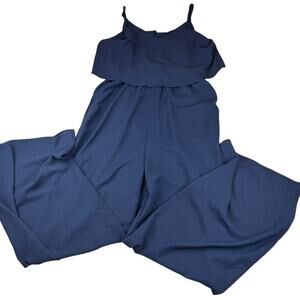 Gilli Navy Blue Wide Leg Jumpsuit Size L NWT